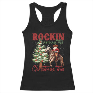 Western Christmas Racerback Tank Top Vintage 90s Cowboy Santa Claus Xmas Tree - African Pride