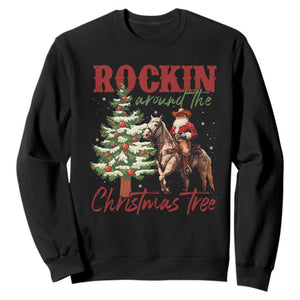 Western Christmas Sweatshirt Vintage 90s Cowboy Santa Claus Xmas Tree - African Pride