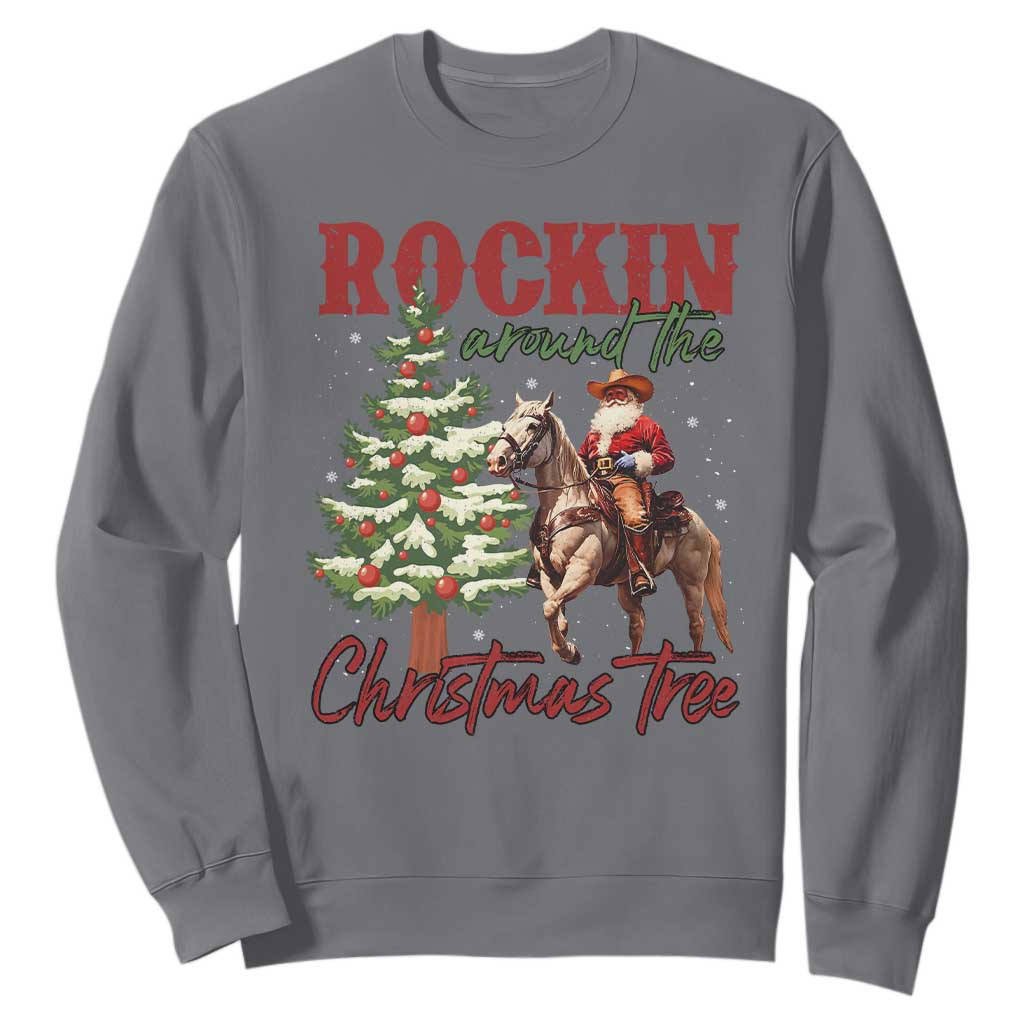 Western Christmas Sweatshirt Vintage 90s Cowboy Santa Claus Xmas Tree - African Pride