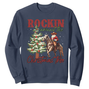 Western Christmas Sweatshirt Vintage 90s Cowboy Santa Claus Xmas Tree - African Pride