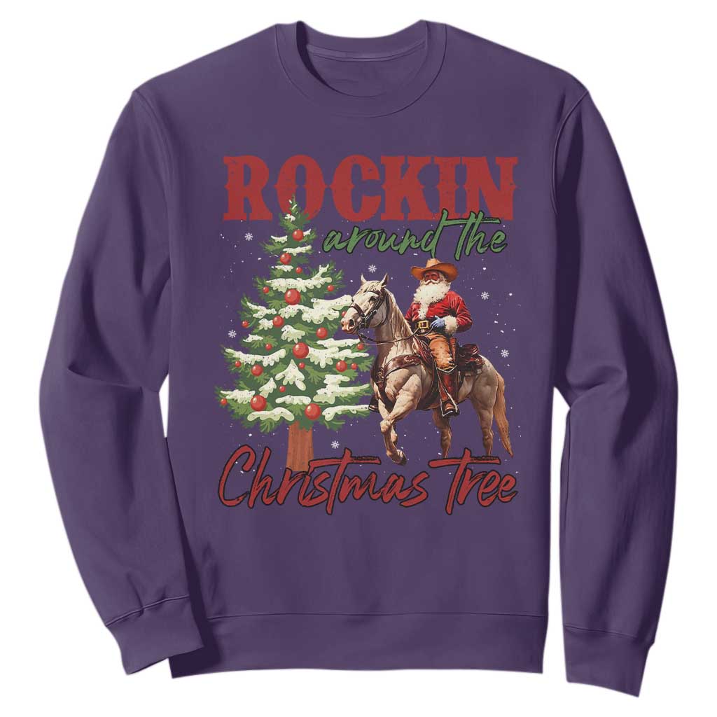 Western Christmas Sweatshirt Vintage 90s Cowboy Santa Claus Xmas Tree - African Pride