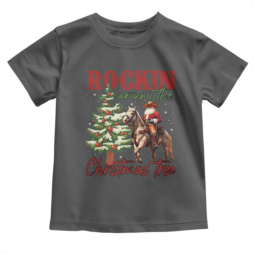 Western Christmas Toddler T Shirt Vintage 90s Cowboy Santa Claus Xmas Tree - African Pride