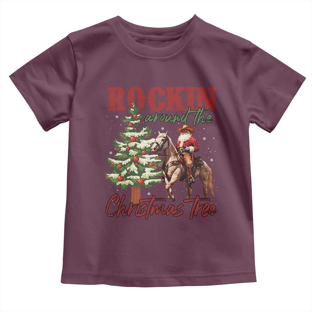 Western Christmas Toddler T Shirt Vintage 90s Cowboy Santa Claus Xmas Tree - African Pride