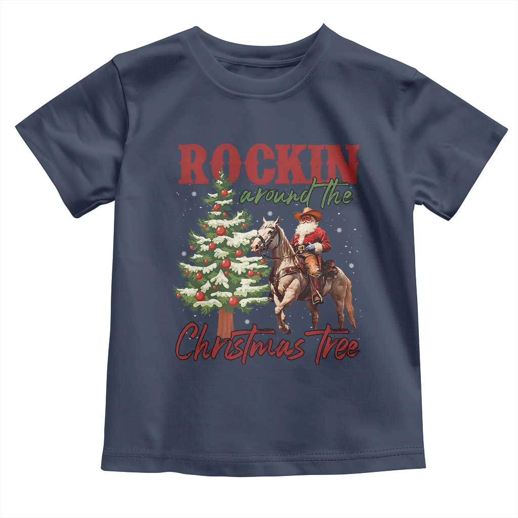 Western Christmas Toddler T Shirt Vintage 90s Cowboy Santa Claus Xmas Tree - African Pride