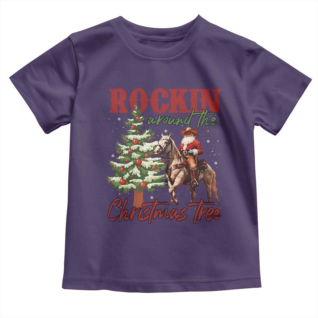 Western Christmas Toddler T Shirt Vintage 90s Cowboy Santa Claus Xmas Tree - African Pride