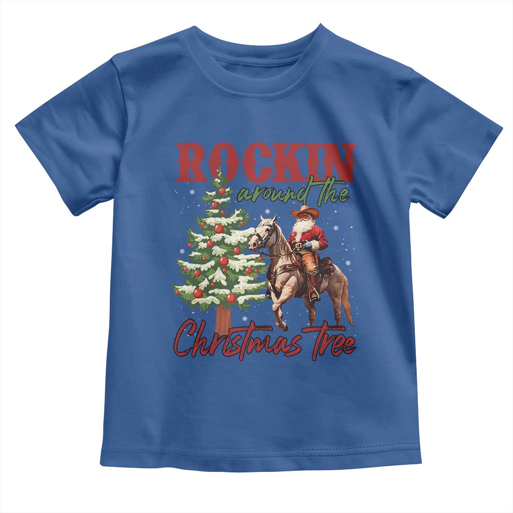 Western Christmas Toddler T Shirt Vintage 90s Cowboy Santa Claus Xmas Tree - African Pride