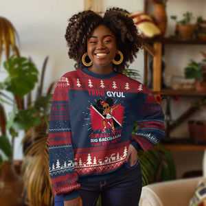 Trini Gyul Knit Sweatshirt Funny Trinidadian Girl Afro Island Girls Caribbean - African Pride
