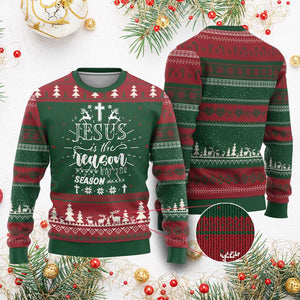 Christian Christmas Knit Sweatshirt Jesus Is The Reason For The Season Xmas Faith - African Pride