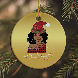 African American Xmas Christmas Ornament Black Santa Sassy Afro Queen Black Woman