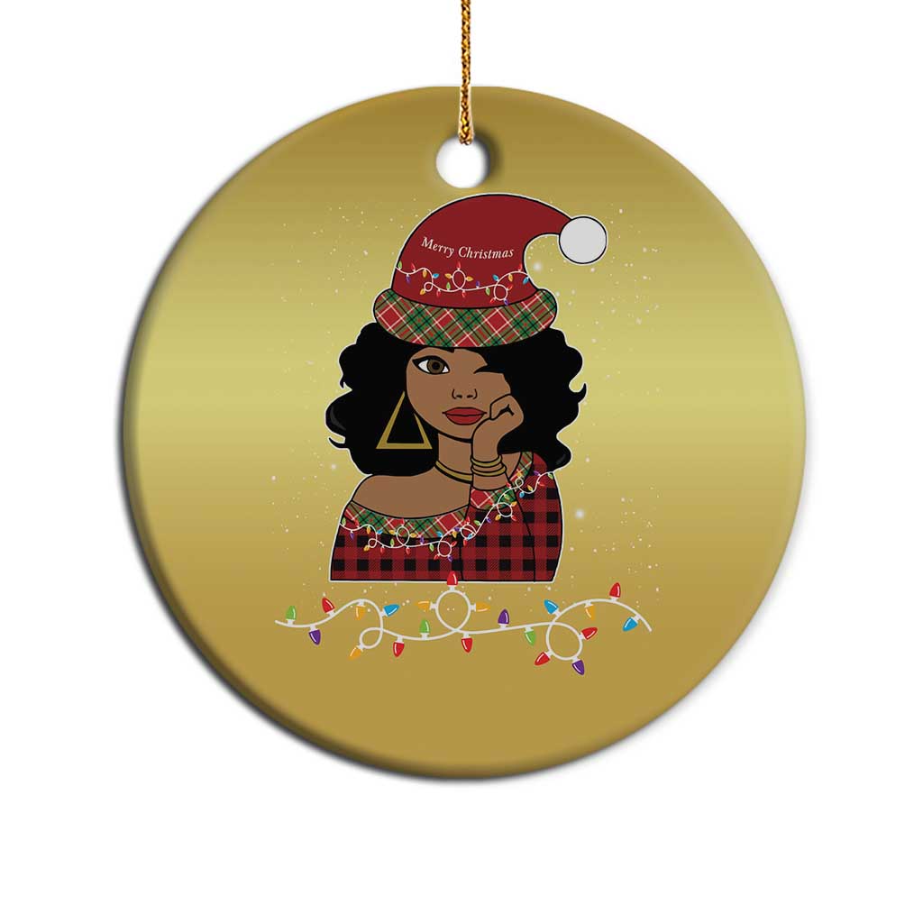 African American Xmas Christmas Ornament Black Santa Sassy Afro Queen Black Woman