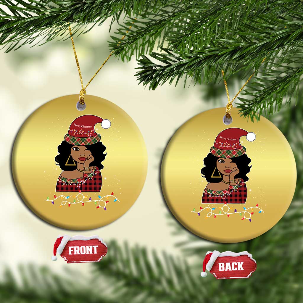 African American Xmas Christmas Ornament Black Santa Sassy Afro Queen Black Woman