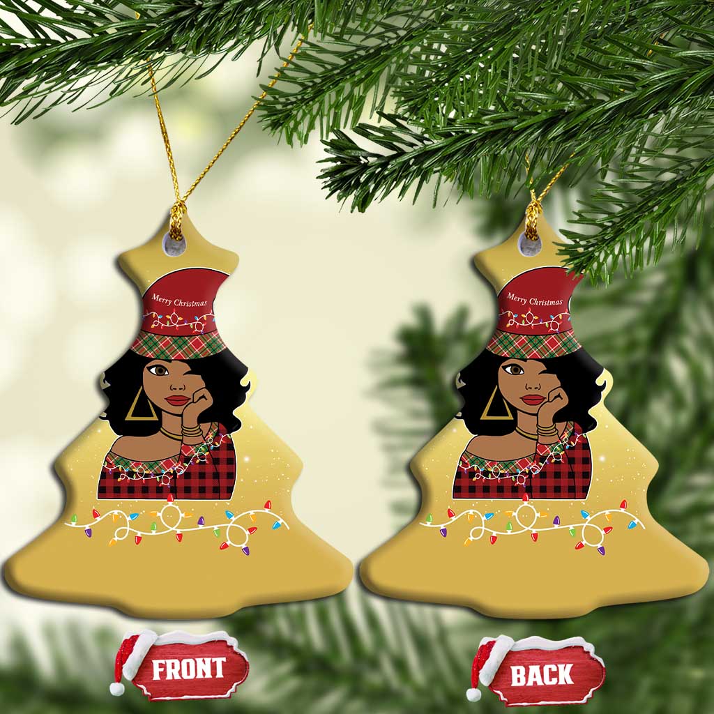 African American Xmas Christmas Ornament Black Santa Sassy Afro Queen Black Woman