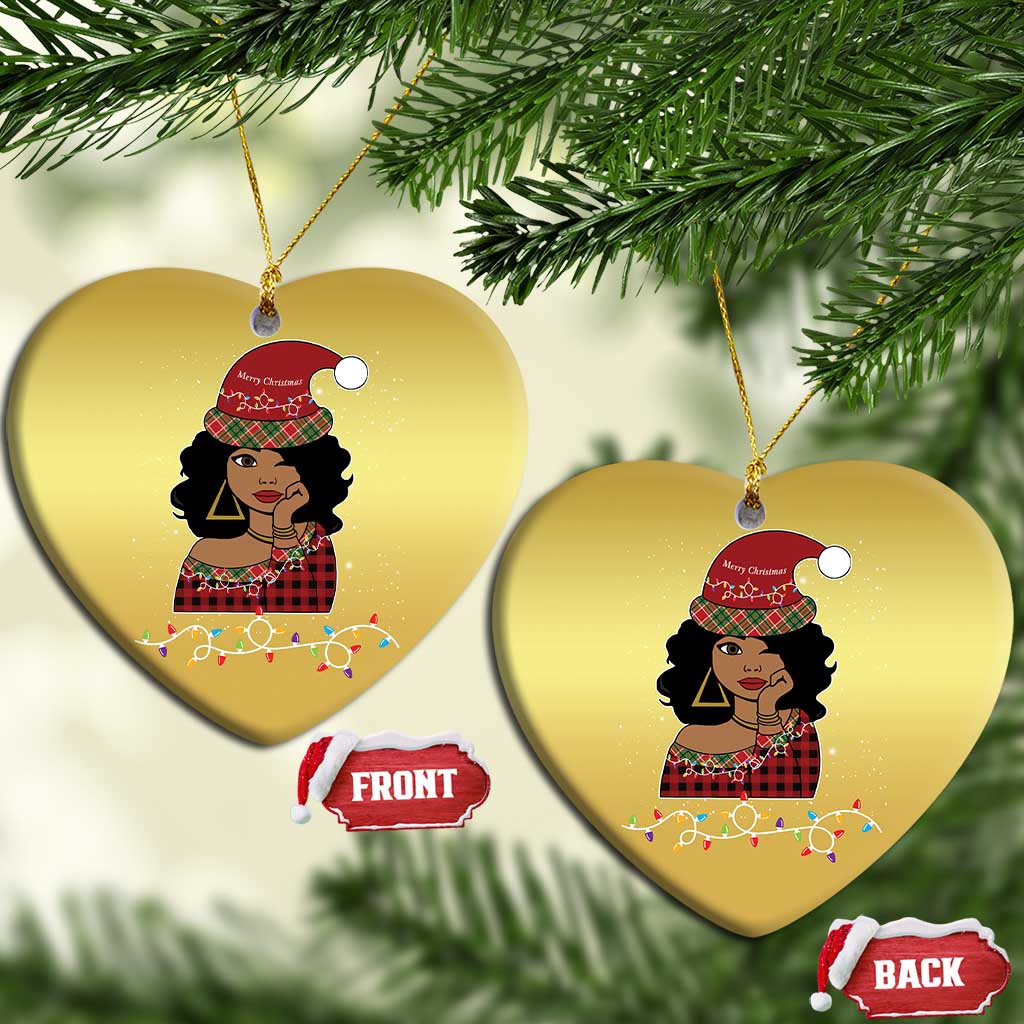 African American Xmas Christmas Ornament Black Santa Sassy Afro Queen Black Woman