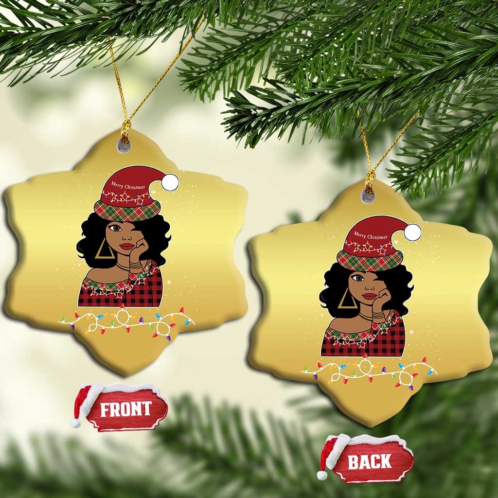 African American Xmas Christmas Ornament Black Santa Sassy Afro Queen Black Woman