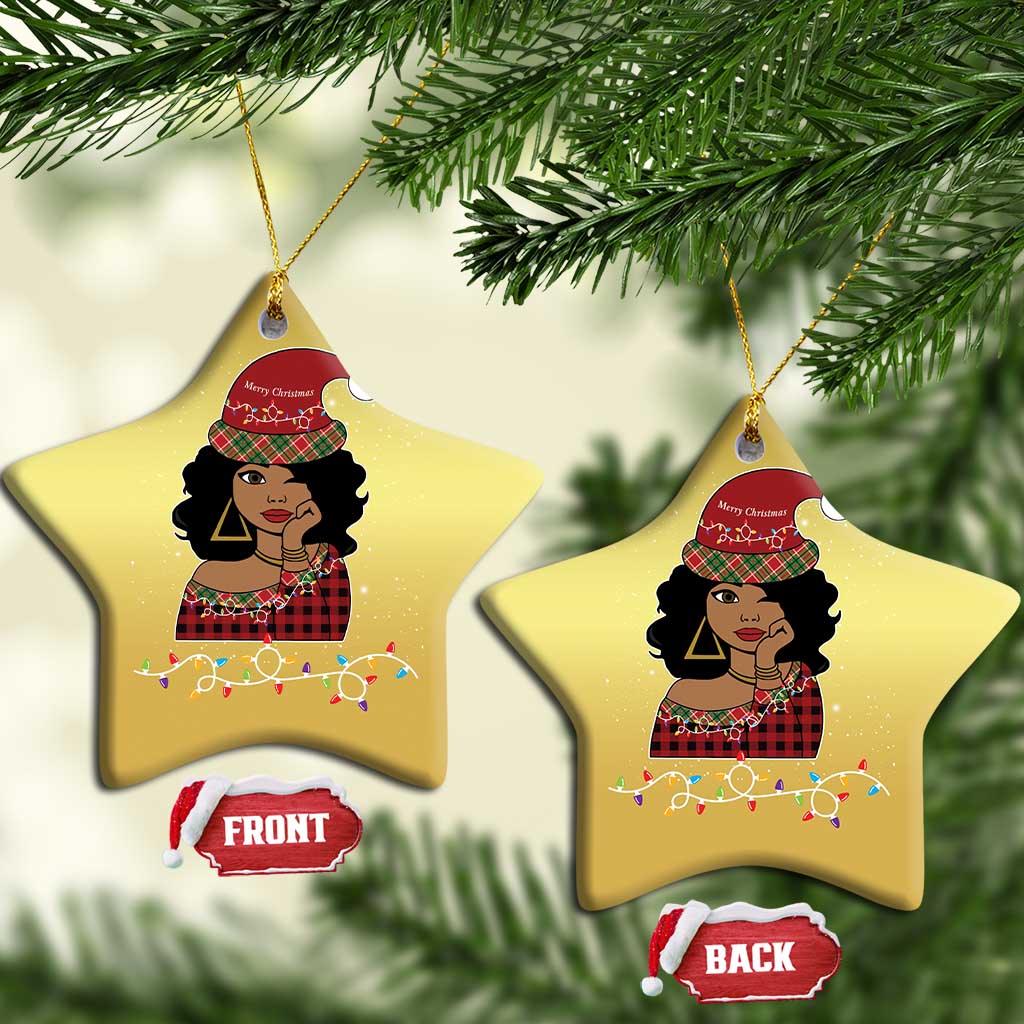 African American Xmas Christmas Ornament Black Santa Sassy Afro Queen Black Woman