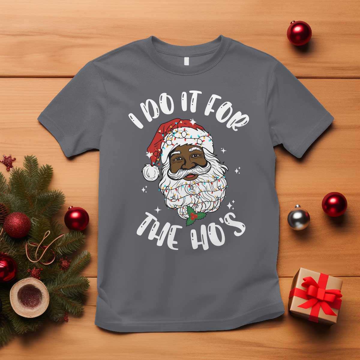 Funny Santa Claus T Shirt African American Xmas Vintage Black Santa - African Pride