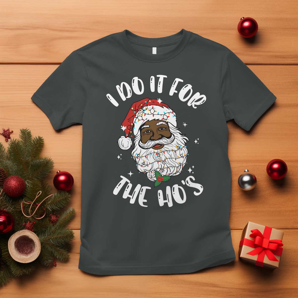 Funny Santa Claus T Shirt African American Xmas Vintage Black Santa - African Pride