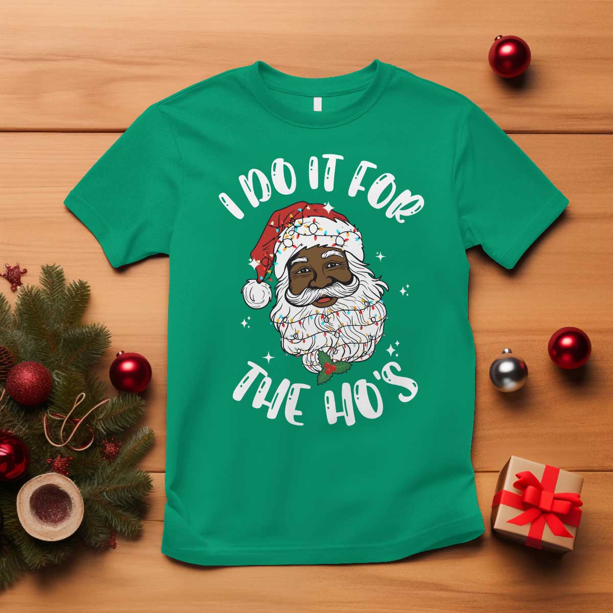 Funny Santa Claus T Shirt African American Xmas Vintage Black Santa - African Pride