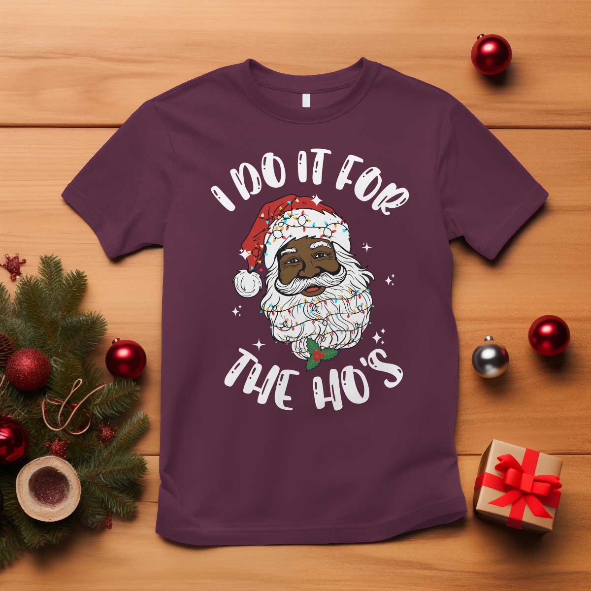 Funny Santa Claus T Shirt African American Xmas Vintage Black Santa - African Pride