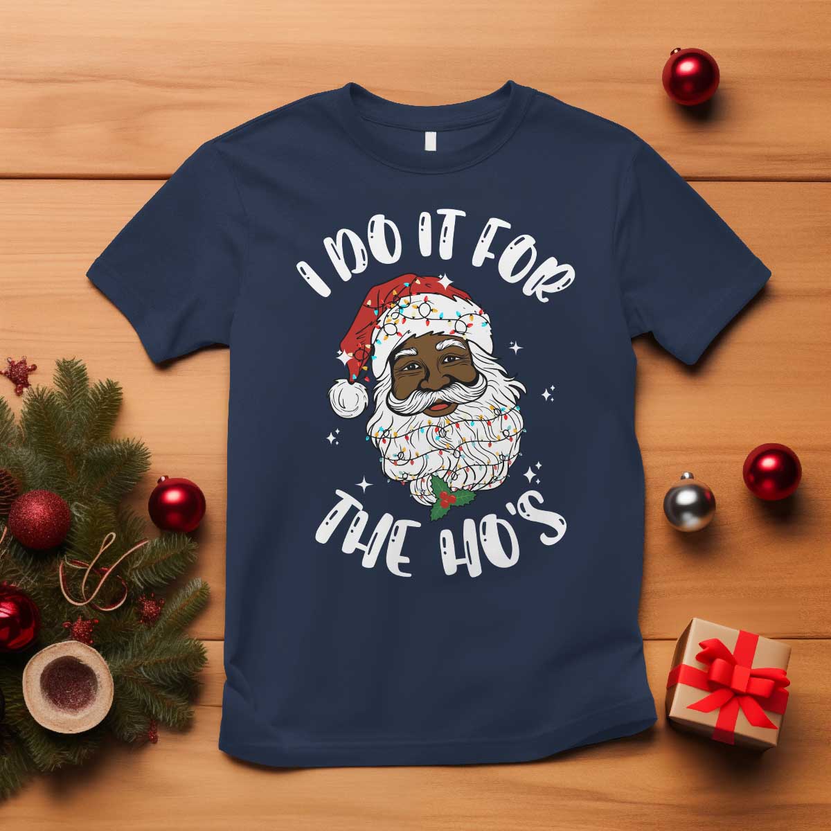 Funny Santa Claus T Shirt African American Xmas Vintage Black Santa - African Pride