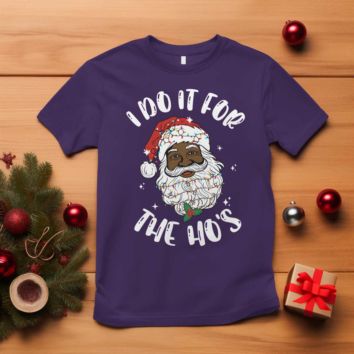 Funny Santa Claus T Shirt African American Xmas Vintage Black Santa - African Pride
