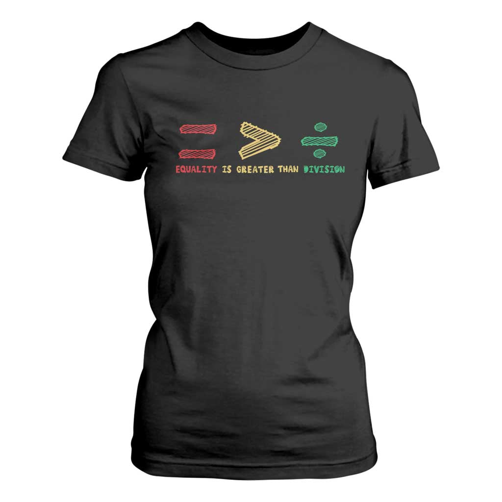 Juneteenth Equality Is Greater Than Division T Shirt For Women Equal Rights Math Symbol