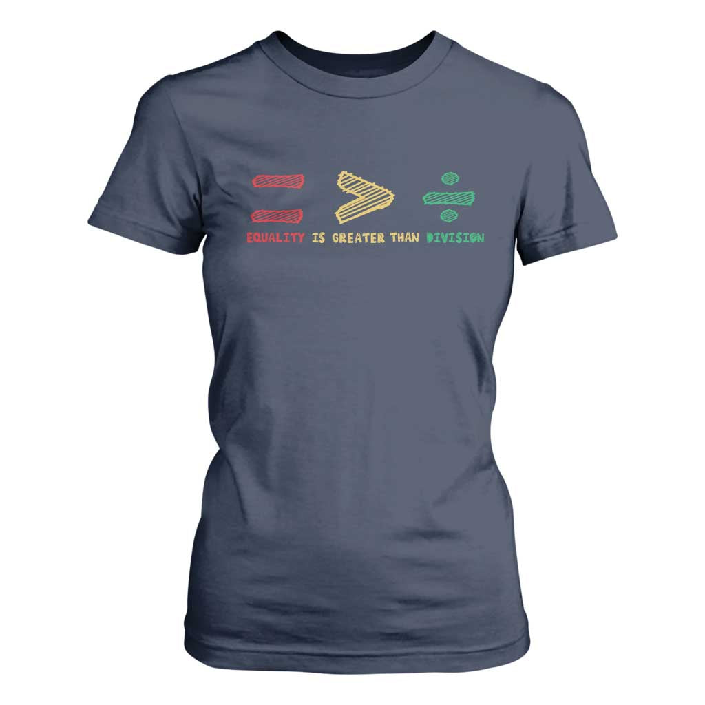 Juneteenth Equality Is Greater Than Division T Shirt For Women Equal Rights Math Symbol