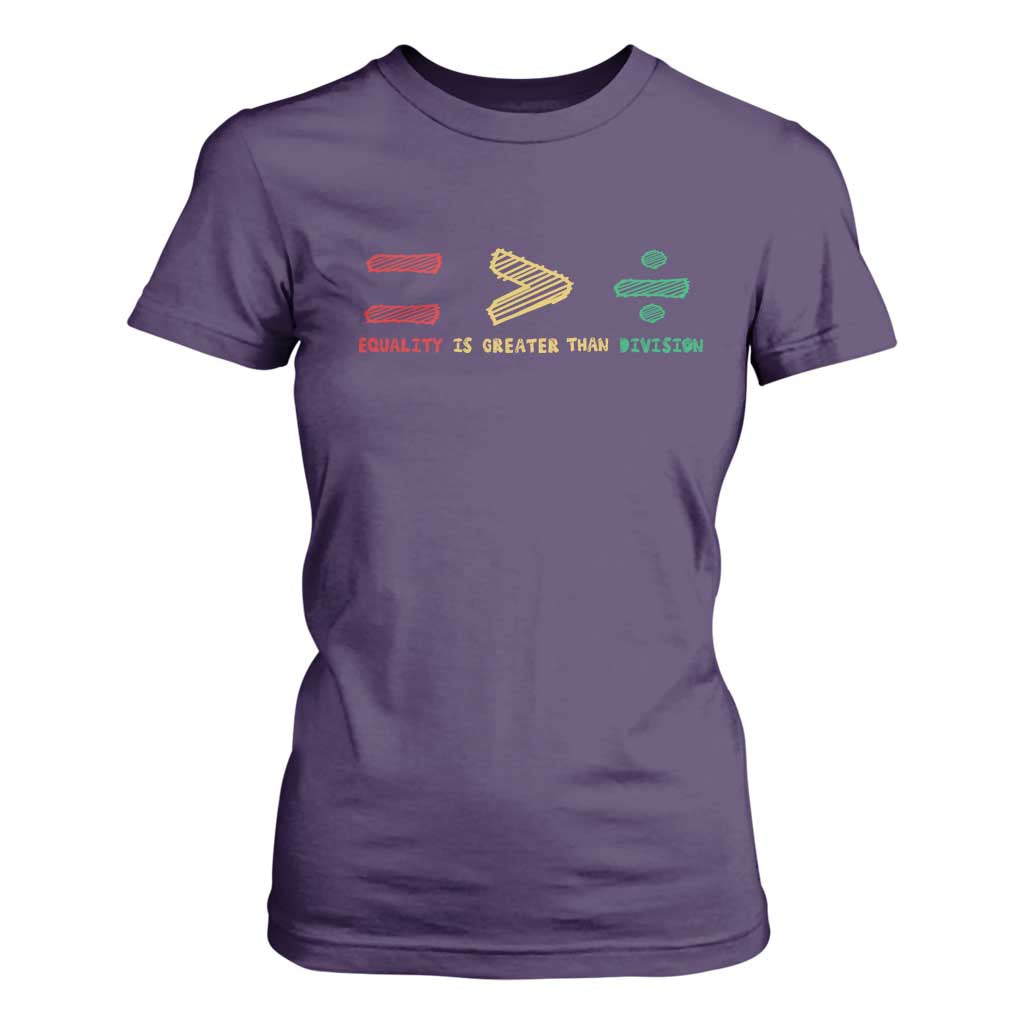 Juneteenth Equality Is Greater Than Division T Shirt For Women Equal Rights Math Symbol