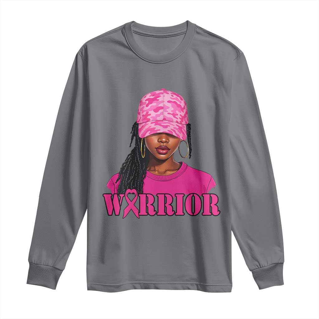 African American Warrior Breast Cancer Long Sleeve Shirt Pink Ribbon - African Pride