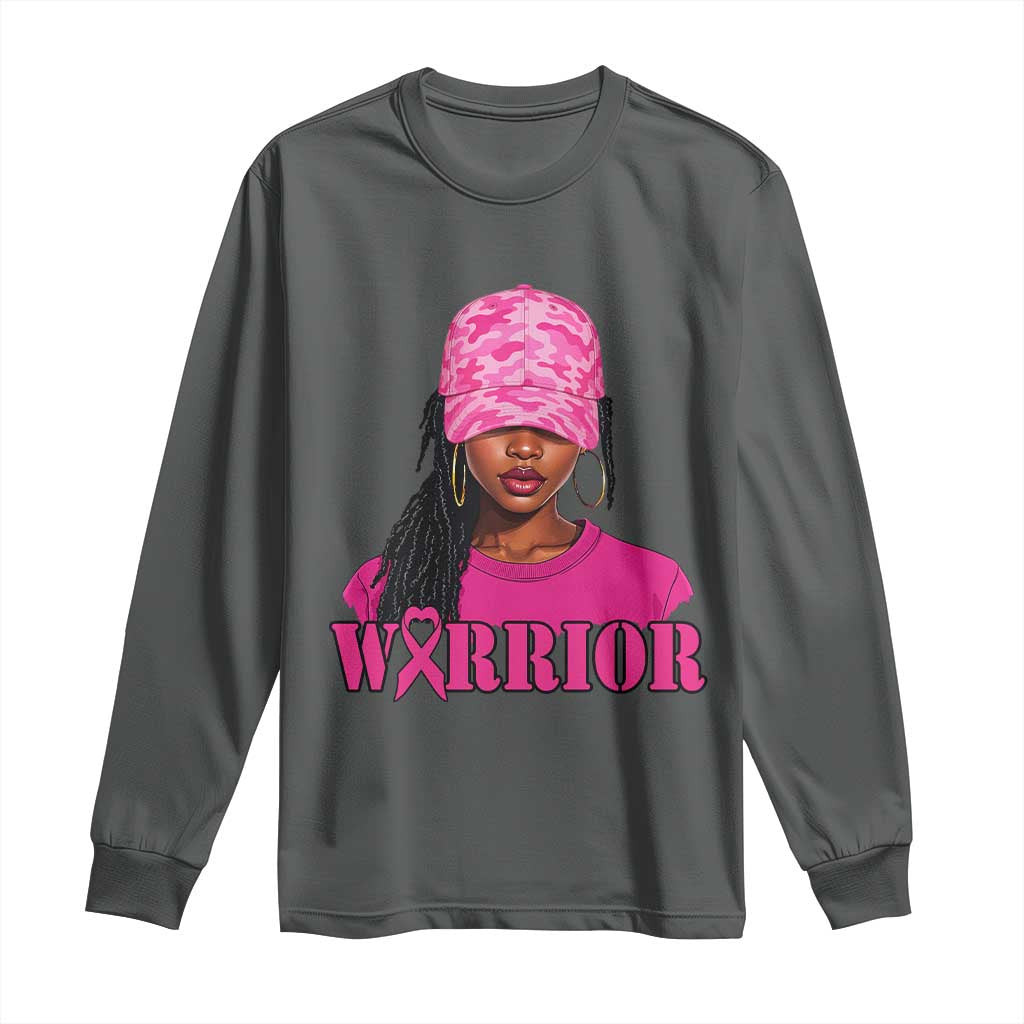 African American Warrior Breast Cancer Long Sleeve Shirt Pink Ribbon - African Pride