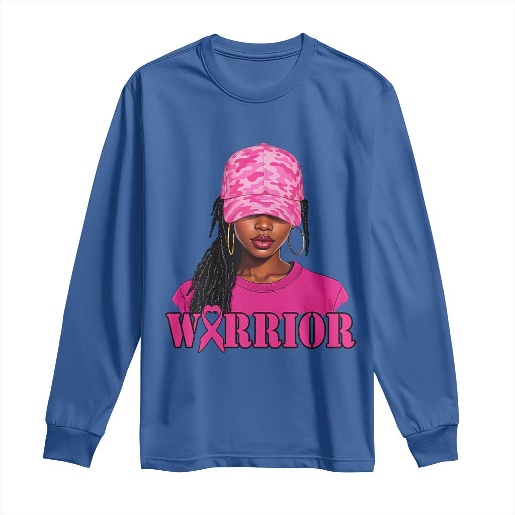 African American Warrior Breast Cancer Long Sleeve Shirt Pink Ribbon - African Pride