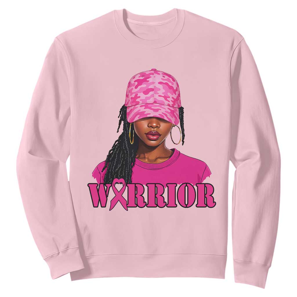 African American Warrior Breast Cancer Sweatshirt Pink Ribbon - African Pride