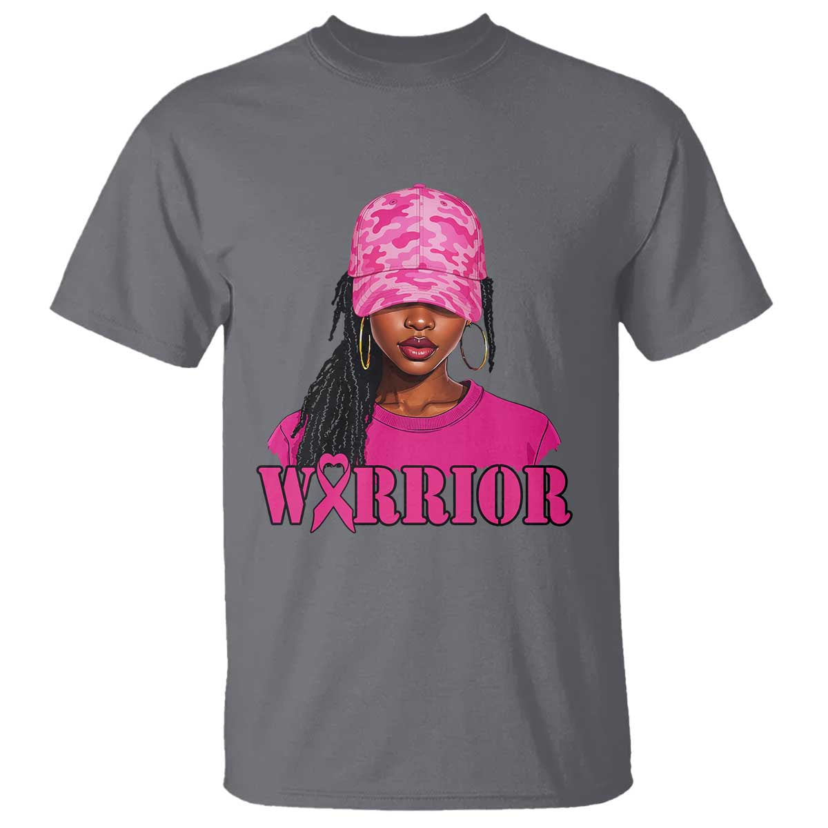 African American Warrior Breast Cancer T Shirt Pink Ribbon - African Pride