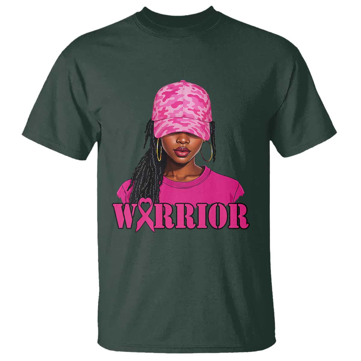 African American Warrior Breast Cancer T Shirt Pink Ribbon - African Pride