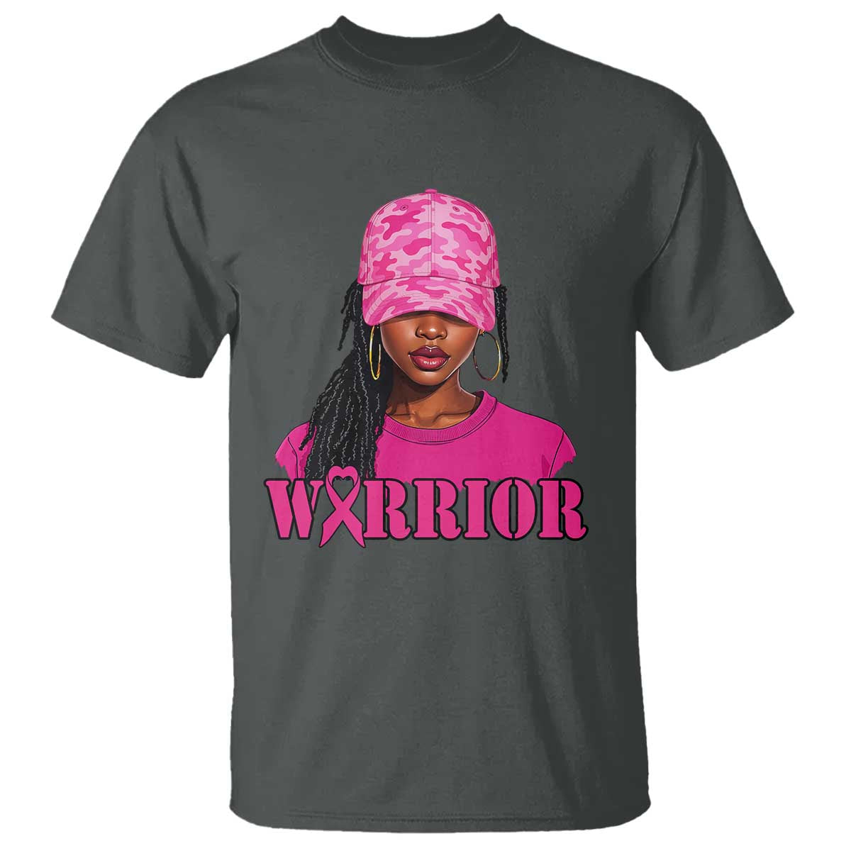 African American Warrior Breast Cancer T Shirt Pink Ribbon - African Pride