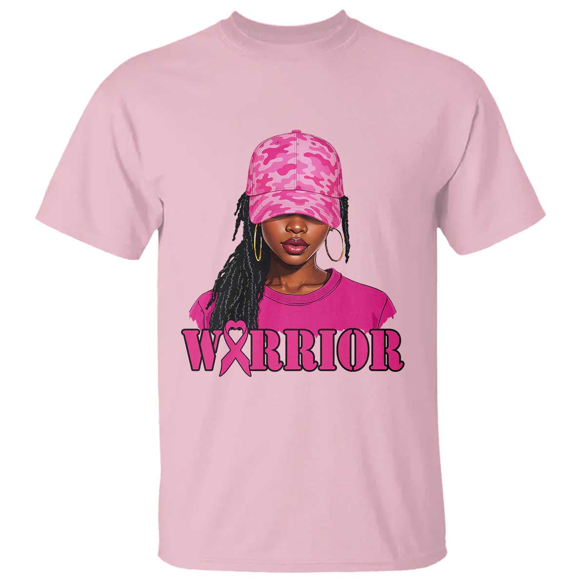 African American Warrior Breast Cancer T Shirt Pink Ribbon - African Pride