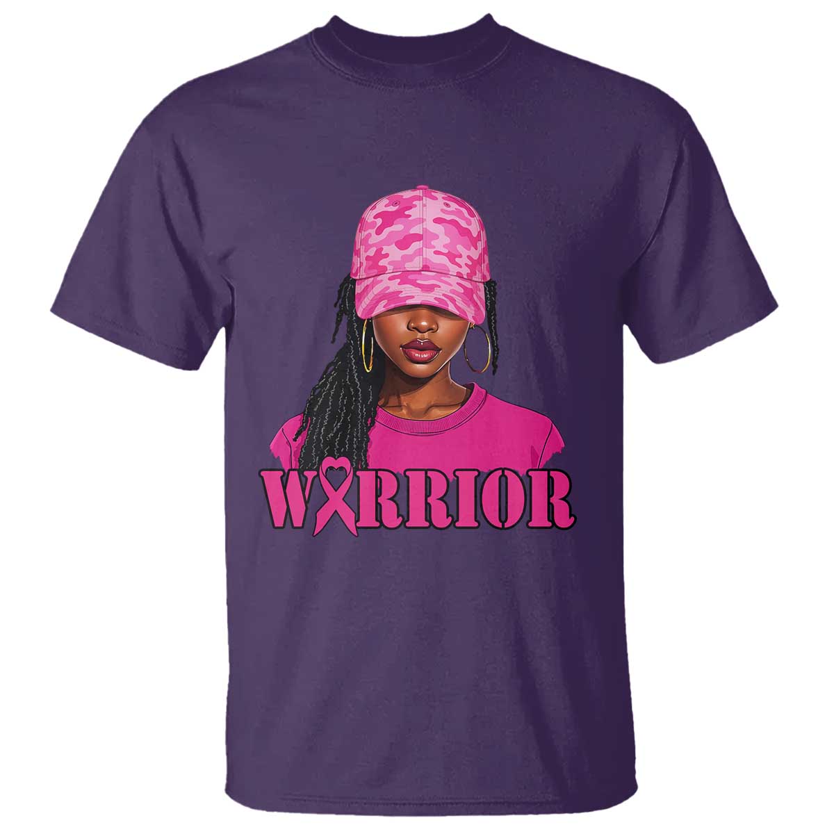 African American Warrior Breast Cancer T Shirt Pink Ribbon - African Pride