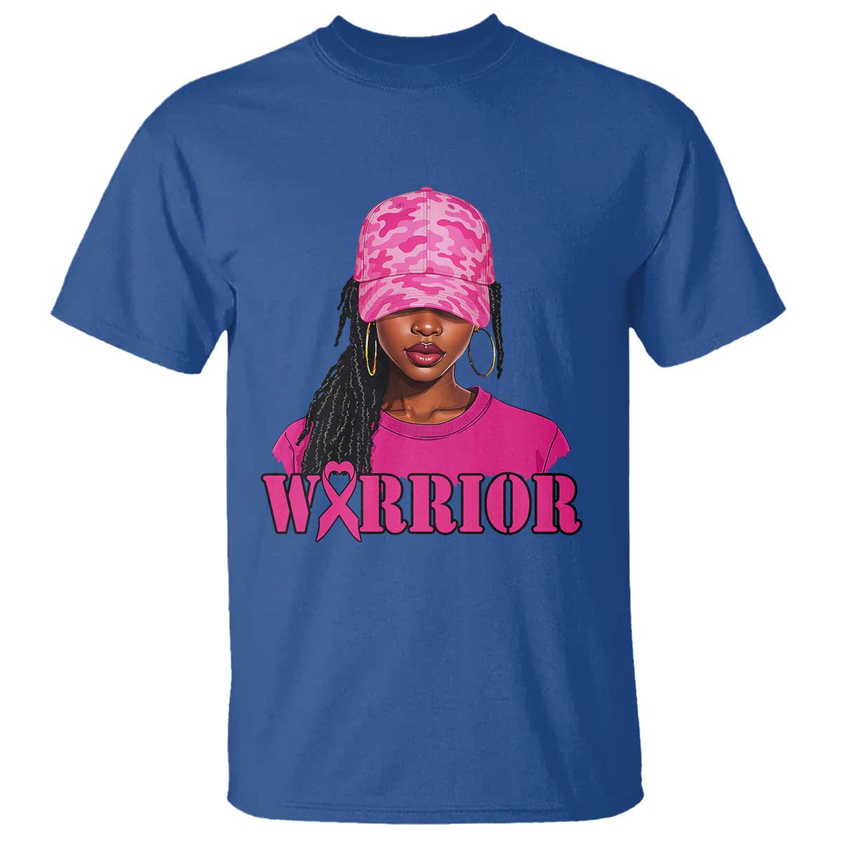 African American Warrior Breast Cancer T Shirt Pink Ribbon - African Pride
