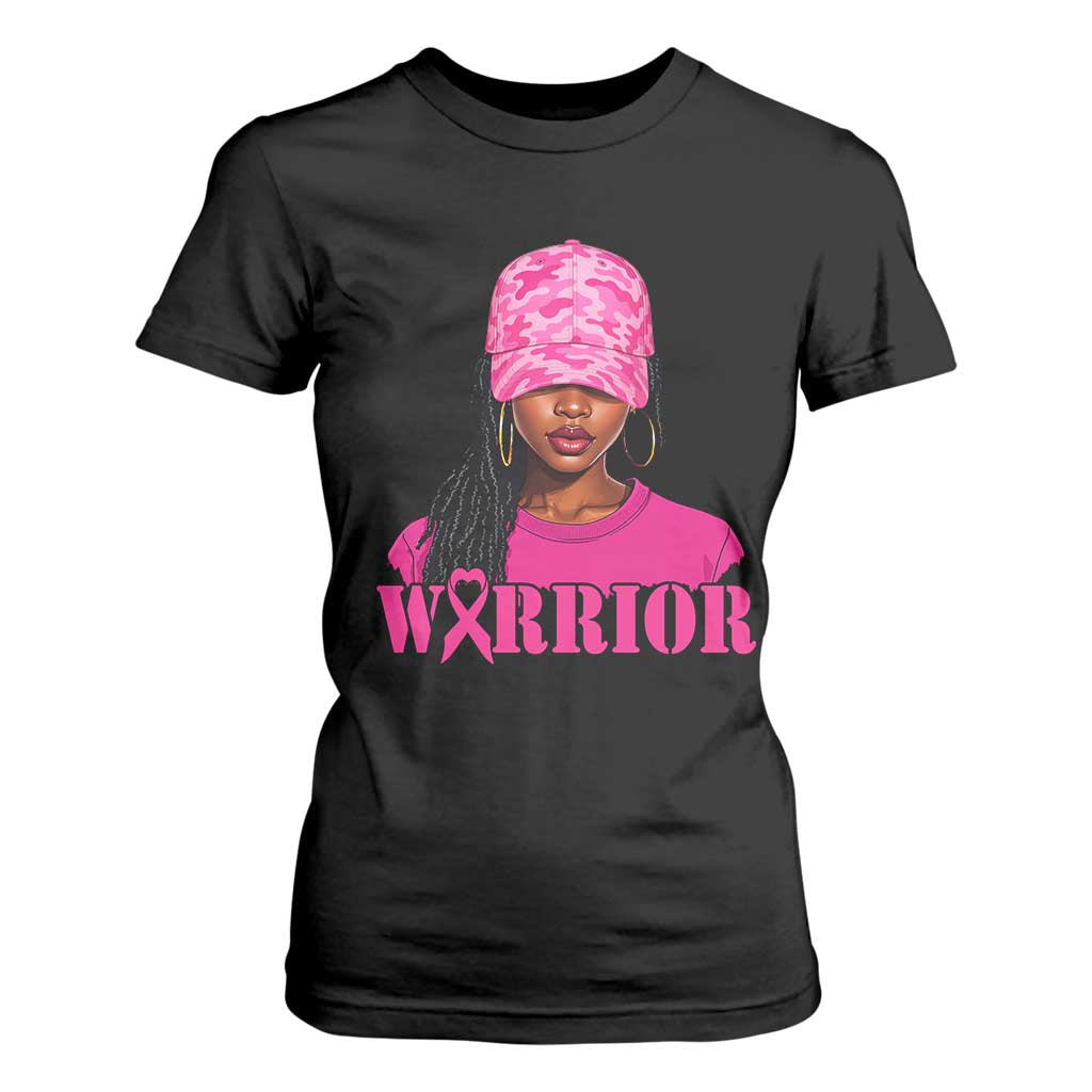 African American Warrior Breast Cancer T Shirt For Women Pink Ribbon - African Pride