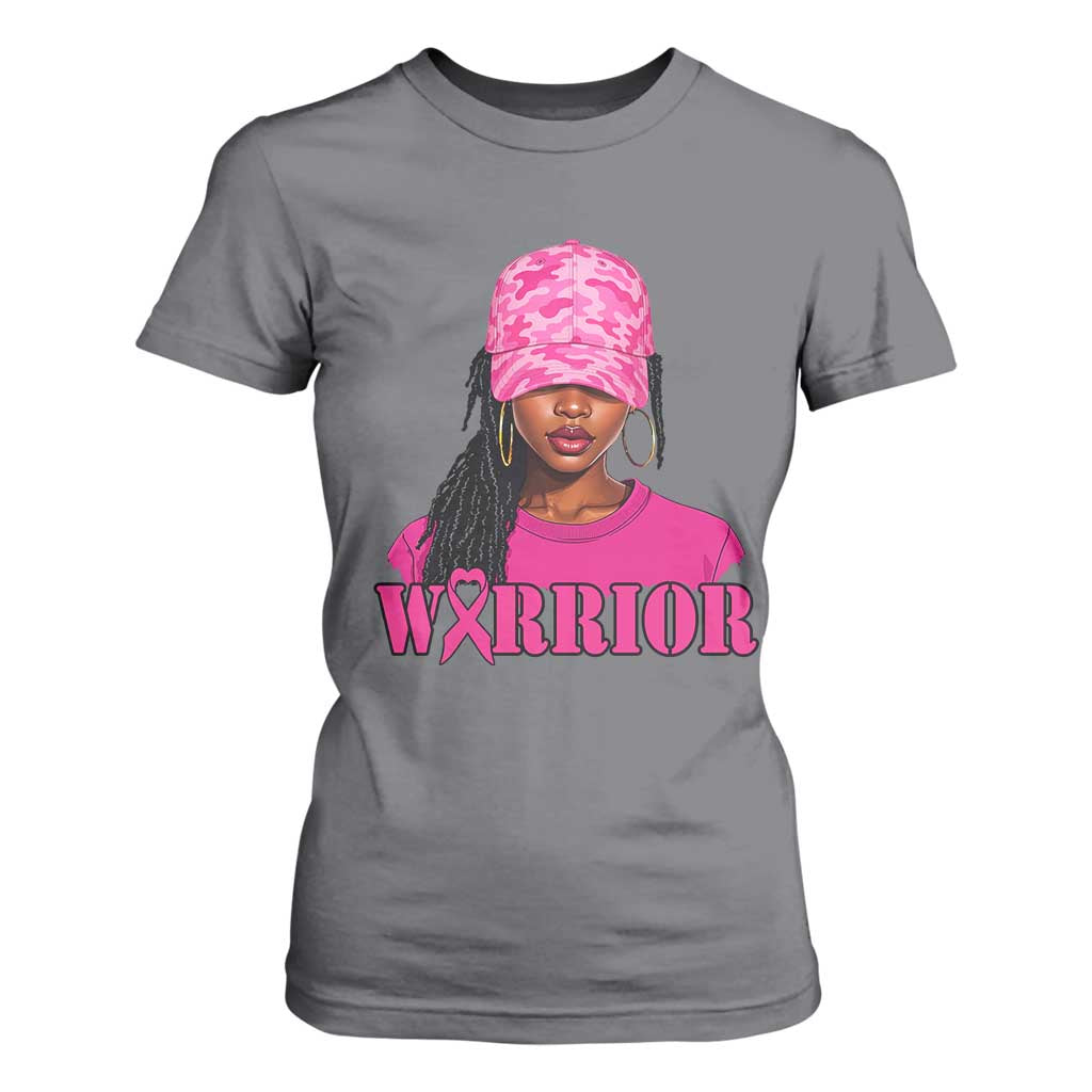 African American Warrior Breast Cancer T Shirt For Women Pink Ribbon - African Pride