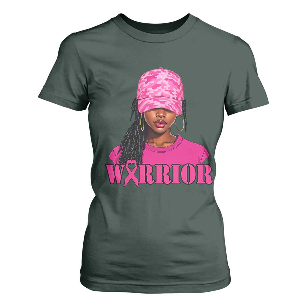 African American Warrior Breast Cancer T Shirt For Women Pink Ribbon - African Pride