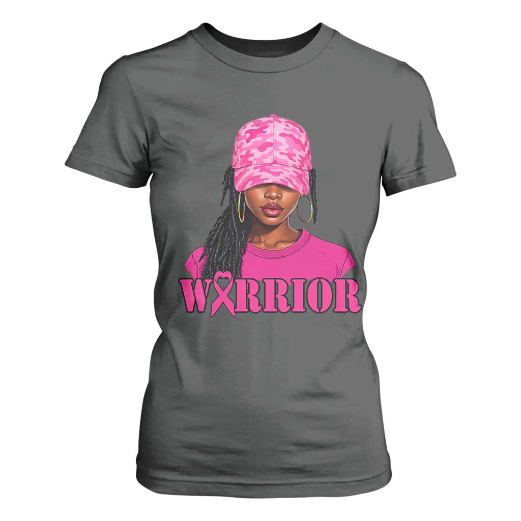 African American Warrior Breast Cancer T Shirt For Women Pink Ribbon - African Pride