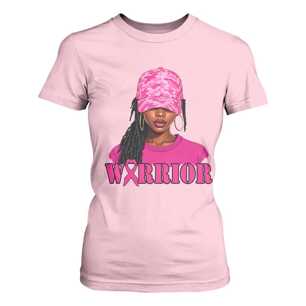 African American Warrior Breast Cancer T Shirt For Women Pink Ribbon - African Pride