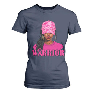 African American Warrior Breast Cancer T Shirt For Women Pink Ribbon - African Pride