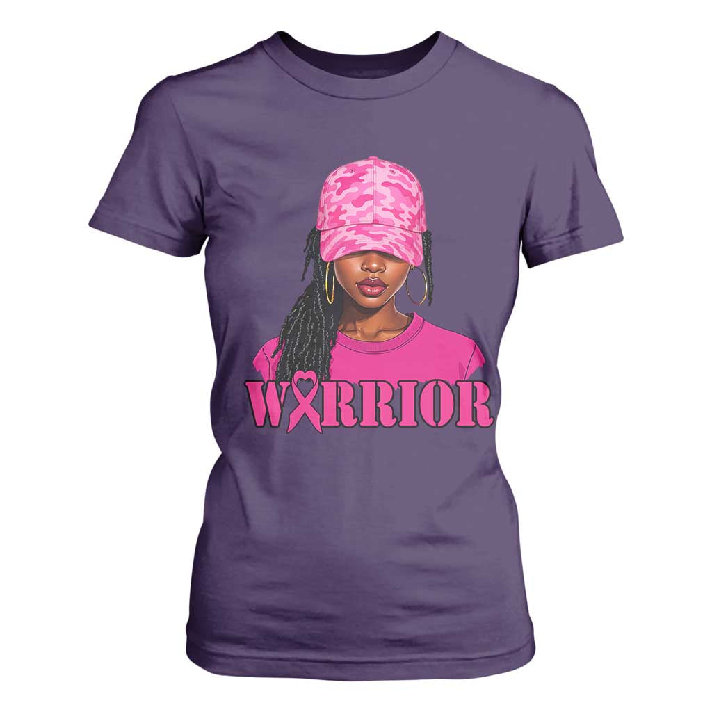 African American Warrior Breast Cancer T Shirt For Women Pink Ribbon - African Pride