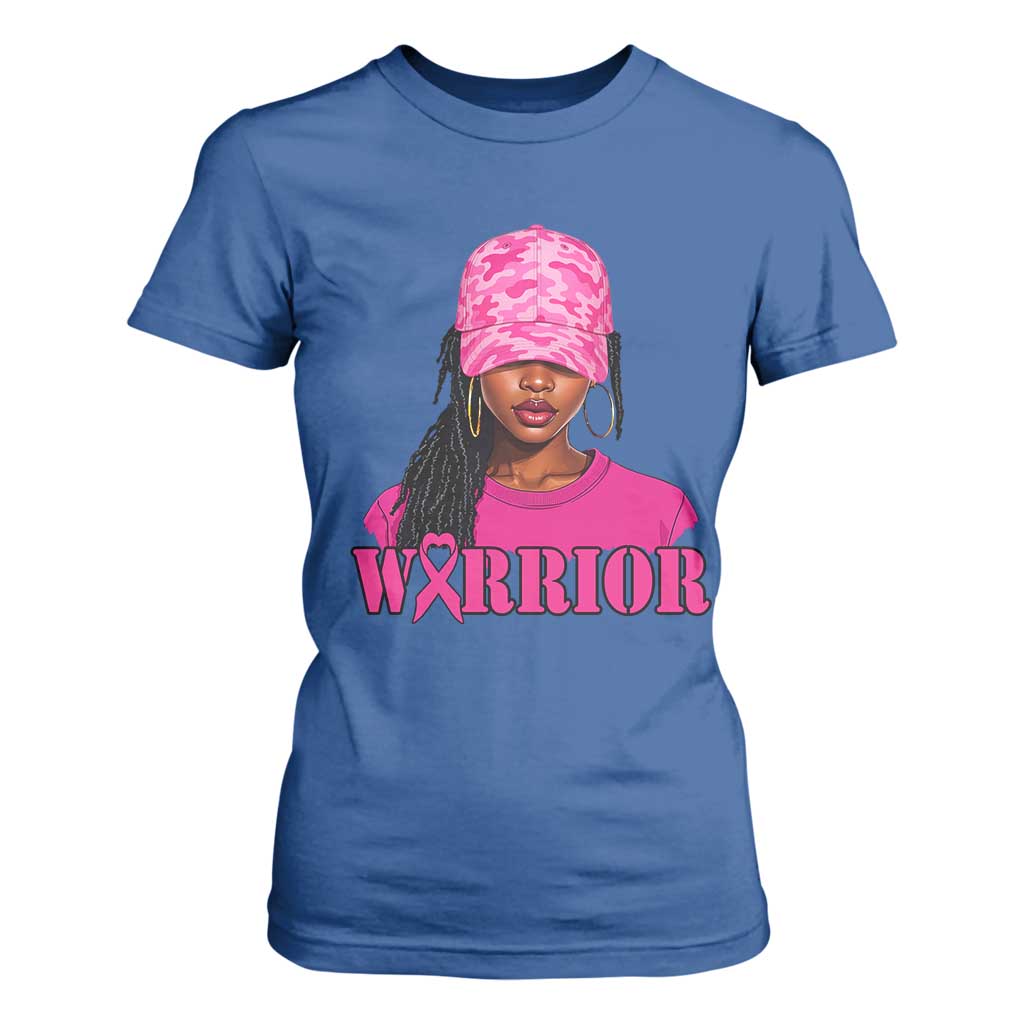 African American Warrior Breast Cancer T Shirt For Women Pink Ribbon - African Pride