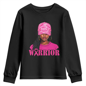 African American Warrior Breast Cancer Youth Sweatshirt Pink Ribbon - African Pride