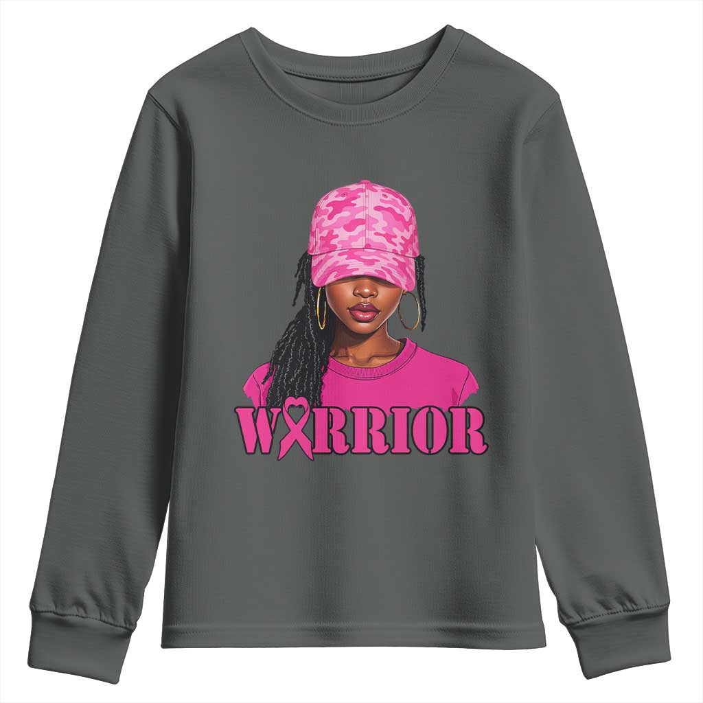 African American Warrior Breast Cancer Youth Sweatshirt Pink Ribbon - African Pride