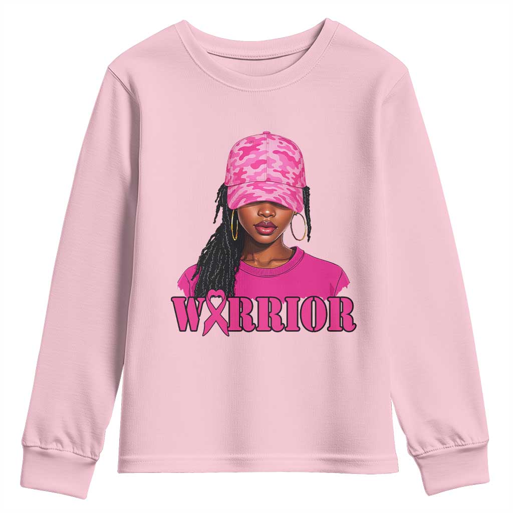 African American Warrior Breast Cancer Youth Sweatshirt Pink Ribbon - African Pride