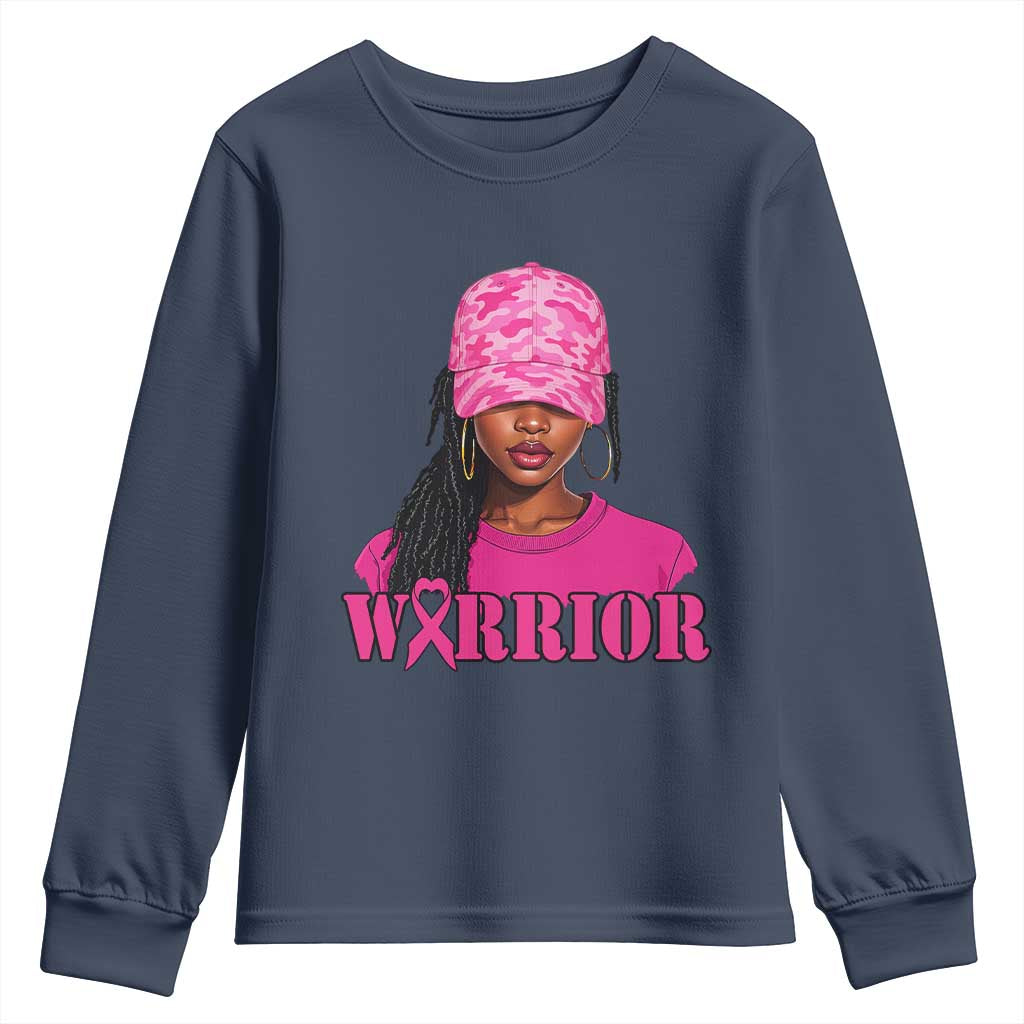 African American Warrior Breast Cancer Youth Sweatshirt Pink Ribbon - African Pride